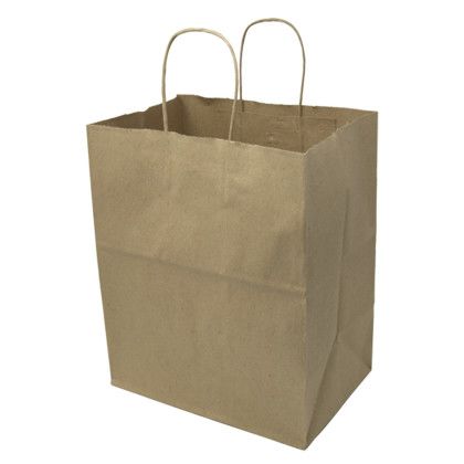 Custom 10" x 12" x 7" Full Color Natural Handle Shopper Paper Bags - Back View Custom 10" x 12" x 7" Full Color Natural Handle Shopper Paper Bags - Back View