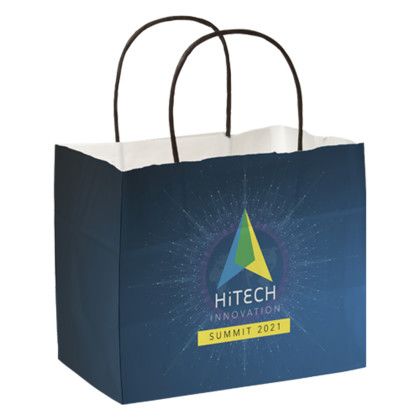 Custom 8.5" x 7.25" x 5" Full Color Color Choice Handle Shopper - Side View 