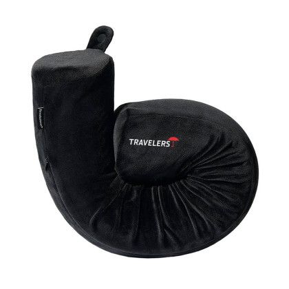 Custom Brookstone Free Form Memory Foam Neck Pillow - Black Front View Custom Brookstone Free Form Memory Foam Neck Pillow - Black Front View