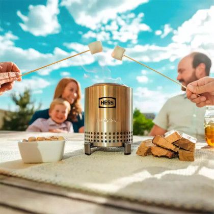 Custom Solo Stove Mesa Tabletop Smokeless Fire Pit - Silver Lifestyle View Custom Solo Stove Mesa Tabletop Smokeless Fire Pit - Silver Lifestyle View