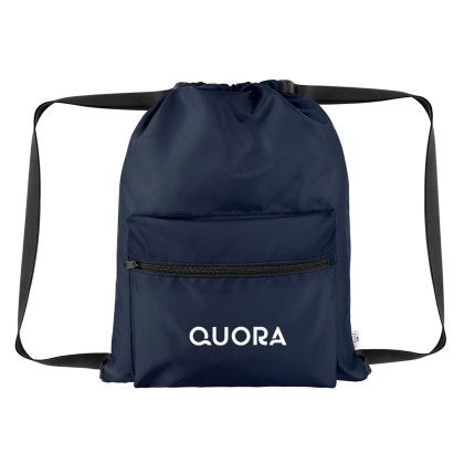 Custom Anywhere RPET Drawstring Bag - Navy Custom Anywhere RPET Drawstring Bag - Navy