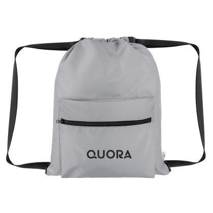 Custom Anywhere RPET Drawstring Bag - Gray Custom Anywhere RPET Drawstring Bag - Gray