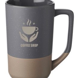 Custom 17 oz. Speckle Glazed Two Tone Ceramic Mugs - Grey