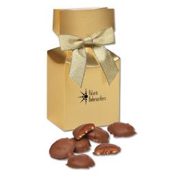 Custom Caramel Pecan Clusters in Gold Gift Box