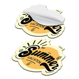 Custom 5" x 4" Vinyl Die Cut Sticker with Pull Tab 6 mil Custom 5" x 4" Vinyl Die Cut Sticker with Pull Tab 6 mil