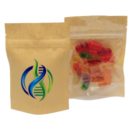 Custom Full Color Stand Up Kraft Pouch w/Clear Back - 4" x 6" x 2"