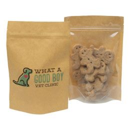 Custom Full Color Stand Up Kraft Pouch with Clear Back - 6" x 9" x 3"