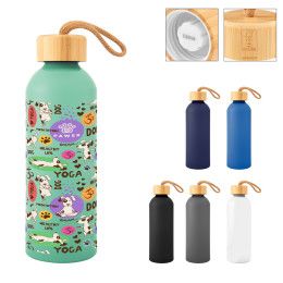 Custom 25 Oz. Full Color Blaire Recycled Aluminum Bottle With Bamboo Lid - All Color Custom 25 Oz. Full Color Blaire Recycled Aluminum Bottle With Bamboo Lid - All Color