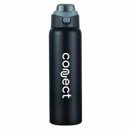 CUstom 28 oz Stainless Steel 2 In 1 Spout And Straw Water Bottle - Black