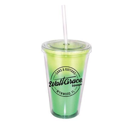 Custom Mood 16 oz. Victory Acrylic Tumbler - Straw Lid - Yellow To Green Custom Mood 16 oz. Victory Acrylic Tumbler - Straw Lid - Yellow To Green