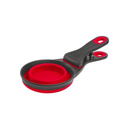 Custom Collapsible Pet Food Scoop & Clip - Red Close View 