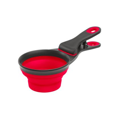 Custom Collapsible Pet Food Scoop & Clip - Red