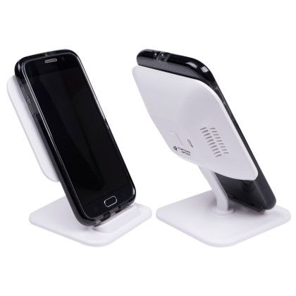 Custom iStand 10W Eco Qi Certified Wireless Charger - White Lifestyle View 