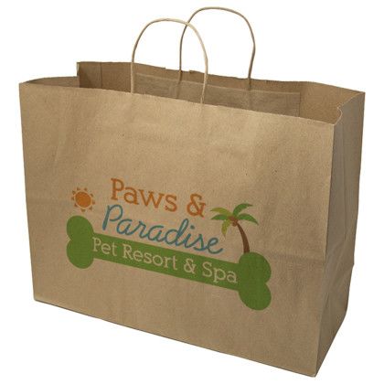 Custom Full Color 1-Sided Natural Handle Shopper Paper Bag - 16" X 12" x 6"