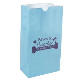 Custom One Color Colored SOS Paper Bag Blue - 5" x 9.75" x 3.125"