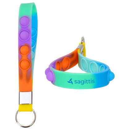 Custom Push Pop Stress Reliever Keychain - Rainbow 