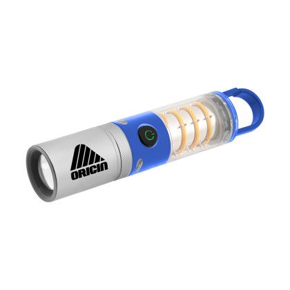Custom LED Lantern Flashlight With Carabiner - Clear With Royal Blue Custom LED Lantern Flashlight With Carabiner - Clear With Royal Blue