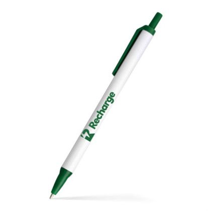 Custom Amber Stick Click Pen - White/Green