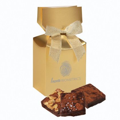 Custom Gourmet Brownies in Gold Gift Box