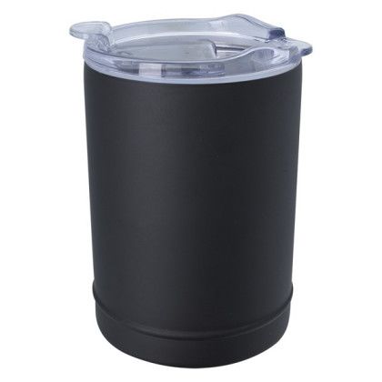 Custom 2-In-1 Copper Insulated Beverage Holder And Tumbler - Black/Clear