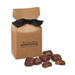 Custom Chocolate Sea Salt Caramels in Kraft Gift Box