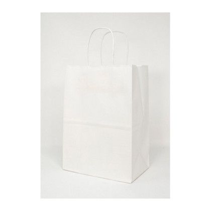 Custom Full Color 1-Sided White Paper Handled Shopper Bag - 8" x 10.25" x 4.25" - White 