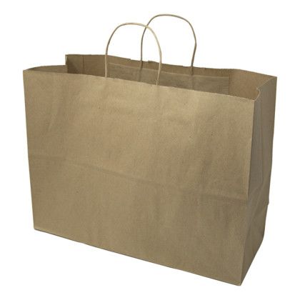 Custom Full Color 1-Sided Natural Handle Shopper Paper Bag - 16" X 12" x 6" - Back View 