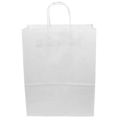 Custom One Color 1-Sided White Handled Shopper Bag - 10" x 13" x 5" - Back View 