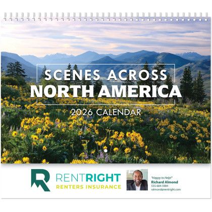 Custom Scenic Assortment Stapled Wall Calendar - Scenes Across North America 2026 - Style 1