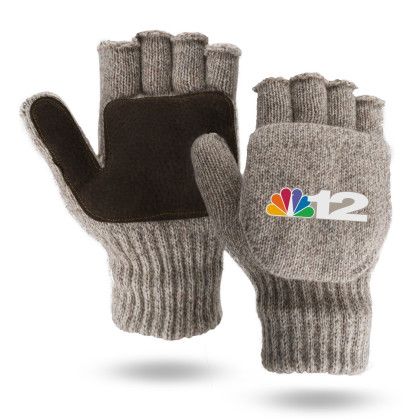 Custom Glomitt Wool Flip Mittens - Oatmeal 