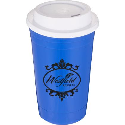 Custom Traveler 16 oz Travel Cup with Sip-Through Lid - Royal