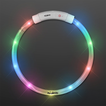 Custom Bright Light Up Dog Collar, Rechargeable 20"