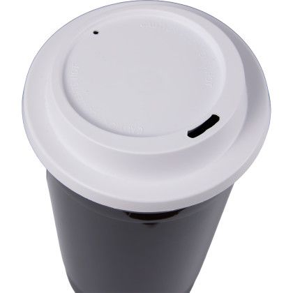 Custom Traveler 16 oz Travel Cup with Sip-Through Lid - Black Top View 