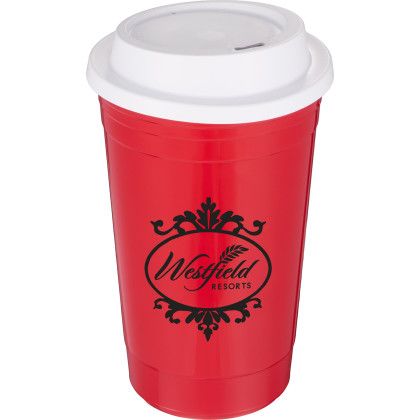 Custom Traveler 16 oz Travel Cup with Sip-Through Lid - Red
