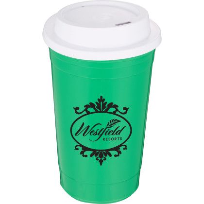 Custom Traveler 16 oz Travel Cup with Sip-Through Lid - Green 