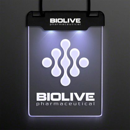 Custom White Space Glow Light Badge Necklace