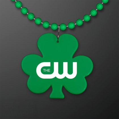Custom Green Shamrock Medallion with Beaded Necklace (Non Light Up) Custom Green Shamrock Medallion with Beaded Necklace (Non Light Up)