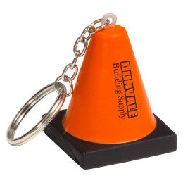 Custom Construction Cone Stress Reliever Key Chain - Orange with Black Custom Construction Cone Stress Reliever Key Chain - Orange with Black