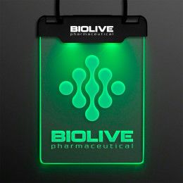 Custom Green Space Glow Light Badge Necklace 