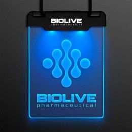 Custom Blue Space Glow Light Badge Necklace 