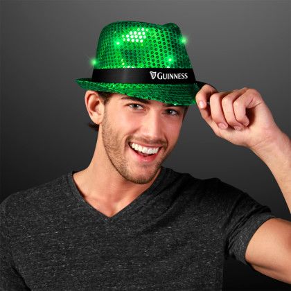 Custom Sequin Green Fedora Hats with Black Bands - Lifestyle View Custom Sequin Green Fedora Hats with Black Bands - Lifestyle View