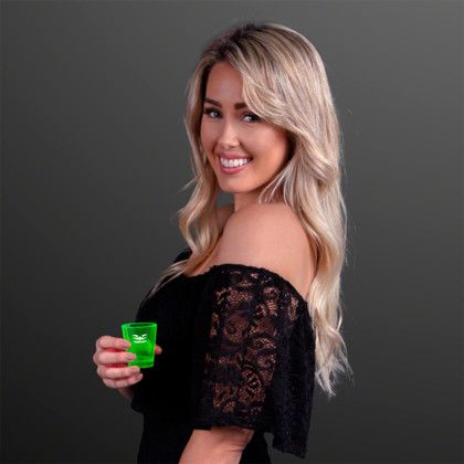 Custom 1.5 oz. UV Reactive Green Glow Shot Glasses - Lifestyle View 