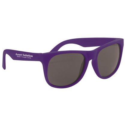 Rubberized Promotional Sunglasses with Business Logo Purple Rubberized Promotional Sunglasses with Business Logo Purple