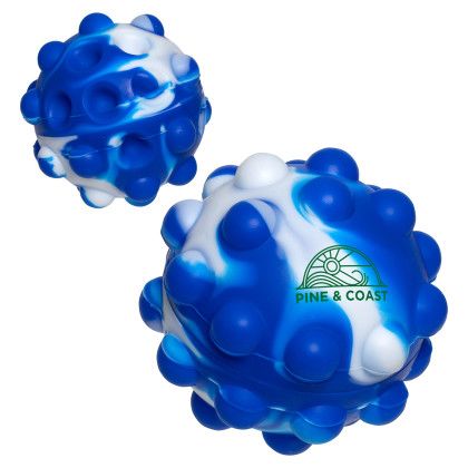 Custom Push Pop Bounce Ball - Blue/White 
