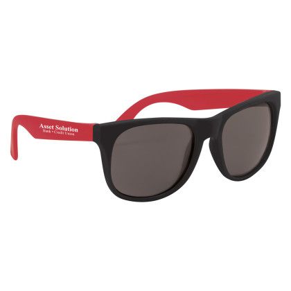 Rubberized Promotional Sunglasses with Business Logo - Black/red Rubberized Promotional Sunglasses with Business Logo - Black/red