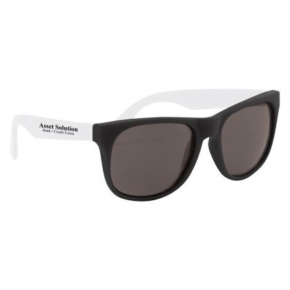 Rubberized Promotional Sunglasses with Business Logo - White/black Rubberized Promotional Sunglasses with Business Logo - White/black