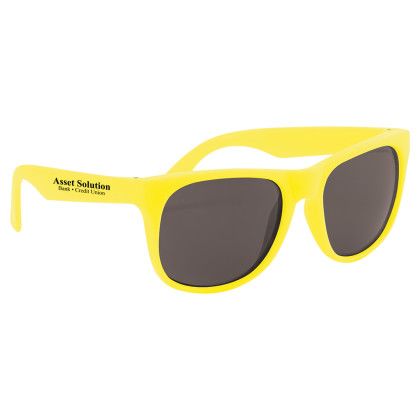 Rubberized Promotional Sunglasses with Business Logo Yellow Rubberized Promotional Sunglasses with Business Logo Yellow