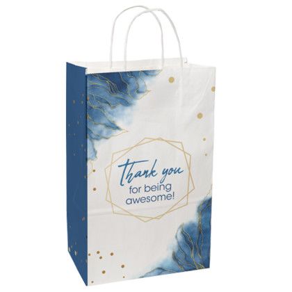 Custom 8.5" x 13.375" x 5" Full Color White Handle Shopper Custom 8.5" x 13.375" x 5" Full Color White Handle Shopper