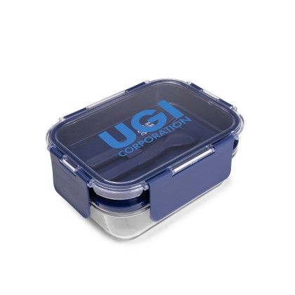 Custom GlassCraft Lunch Set - Navy Blue Side View 