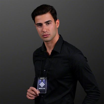 Custom White Space Glow Light Badge Necklace - Lifestyle View 